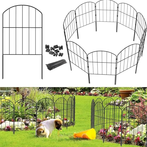 Dekorativer Gartenzaun,10 Stück Metall Zaunelementen,61 Cm Hoch x 33 Cm Breit Zaun Für Hunde,Faltbare Landschaftszaunelemente Beetzaun,Für Blumenbeete,Gärten Und Als Tierbarriere(Schwarz) von RATSTONE