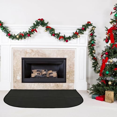 Feuerfeste Kaminmatte,funkenschutzplatte 61 x 106 cm,Flammhemmender Halbrunde Feuerschutzmatte,Funkenschutzplatte Für Kaminofen, Feuerfeste Bodenschutzmatte,Zum Schutz des Bodens Vor Funken von RATSTONE