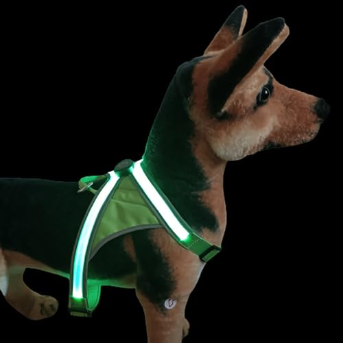 Hundegeschirr Leuchtend,Hundegeschirr Leuchtend Aufladbar,3 Beleuchtungsmodi Leuchtgeschirr,Blinken Atmungsaktiv und Leichtgewicht,Einstellbares,LED Leuchtweste Hund für Nachtspaziergänge von RATSTONE