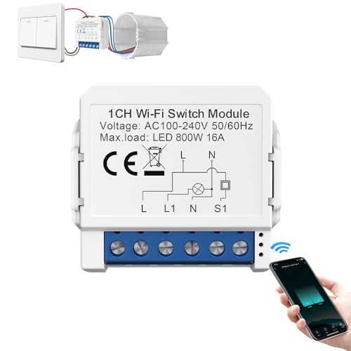 Smart Switch,2-Wege Smarter lichtschalter,Smart Home Switch Fernbedienung über Handy für Hausautomation DIY Auf-/Unterputz Kompatibel,mit Alexa und Google Assistant,Fernbedienung Smart Life,16A von RATSTONE