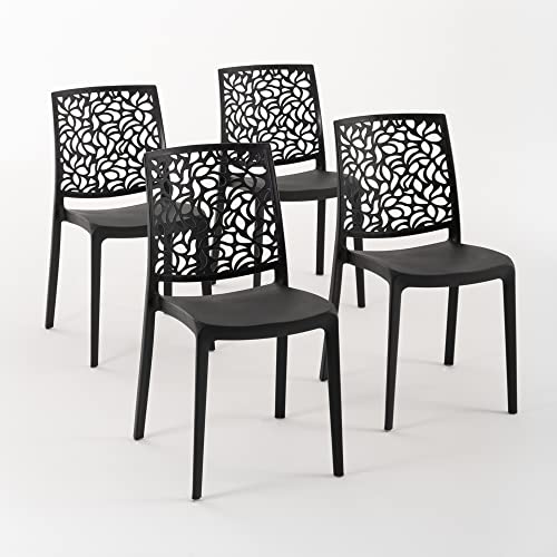 RATTATAN Anna - Stühle aus mit Glasfaser verstärktem Harz (4, Anthrazit) von RATTATAN