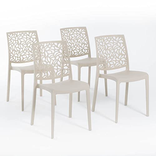 RATTATAN Anna - Stühle aus mit Glasfaser verstärktem Harz (4, Creme) von RATTATAN