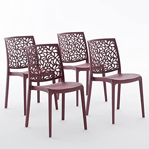 RATTATAN Anna - Stühle aus mit Glasfaser verstärktem Harz (4, Dunkelrot) von RATTATAN