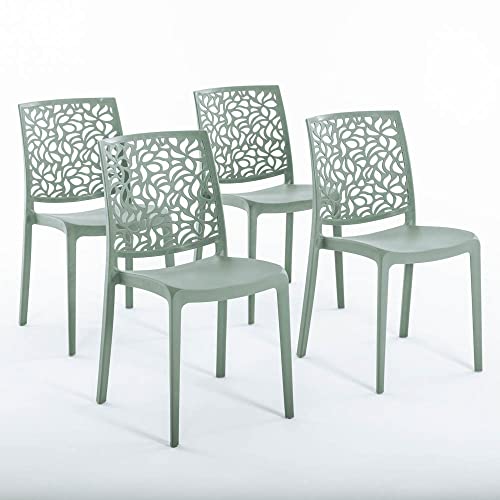 RATTATAN Anna - Stühle aus mit Glasfaser verstärktem Harz (4, Graugrün) von RATTATAN