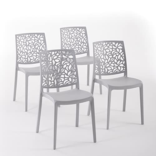 RATTATAN Anna - Stühle aus mit Glasfaser verstärktem Harz (4, Hellgrau) von RATTATAN