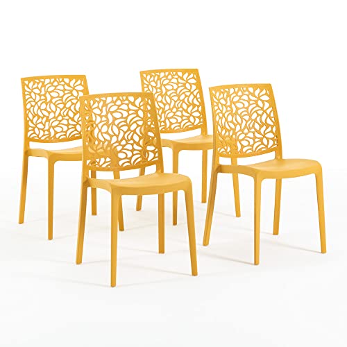 RATTATAN Anna - Stühle aus mit Glasfaser verstärktem Harz (4, Senfgelb) von RATTATAN
