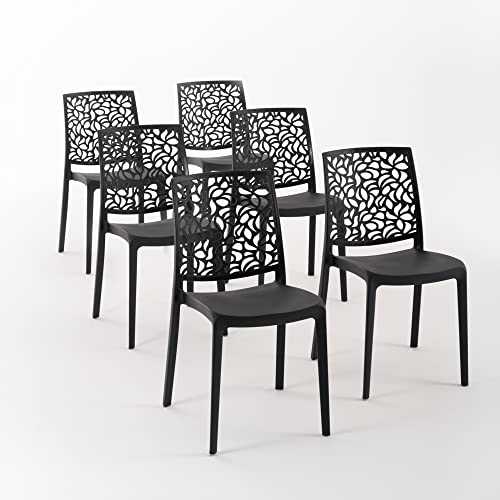 RATTATAN Anna - Stühle aus mit Glasfaser verstärktem Harz (6, Anthrazit) von RATTATAN