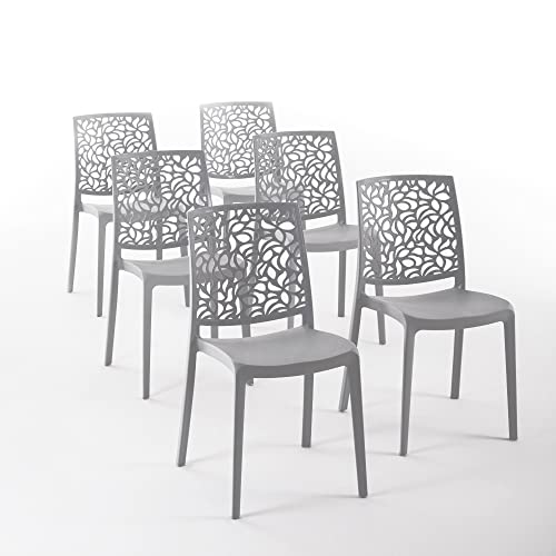 RATTATAN Anna - Stühle aus mit Glasfaser verstärktem Harz (6, Dunkelgrau) von RATTATAN