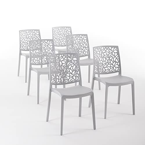 RATTATAN Anna - Stühle aus mit Glasfaser verstärktem Harz (6, Hellgrau) von RATTATAN