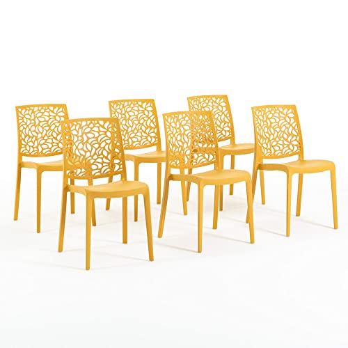 RATTATAN Anna - Stühle aus mit Glasfaser verstärktem Harz (6, Senfgelb) von RATTATAN