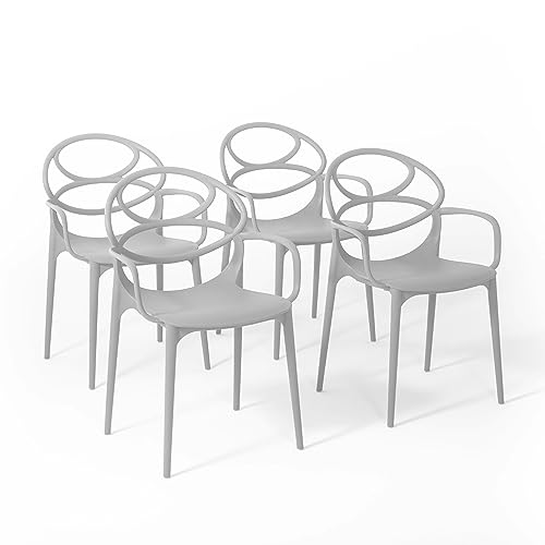 RATTATAN Charlotte - Stühle aus mit Glasfaser verstärktem Harz (4, Hellgrau) von RATTATAN