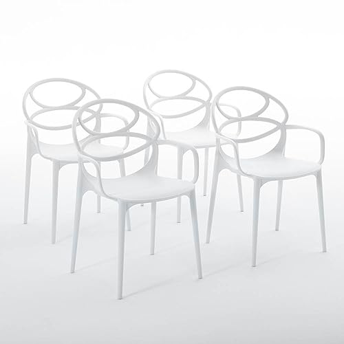 RATTATAN Charlotte - Stühle aus mit Glasfaser verstärktem Harz (4, Weiß) von RATTATAN