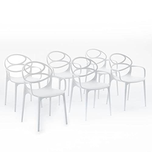 RATTATAN Charlotte - Stühle aus mit Glasfaser verstärktem Harz (6, Weiß) von RATTATAN