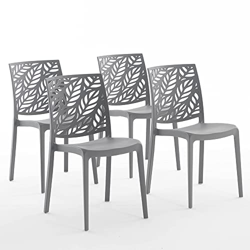 RATTATAN Dafne - Stühle aus mit Glasfaser verstärktem Harz (4, Dunkelgrau) von RATTATAN