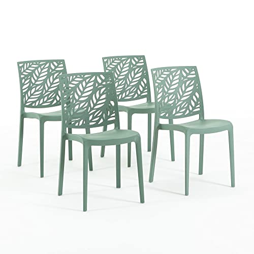 RATTATAN Dafne - Stühle aus mit Glasfaser verstärktem Harz (4, Graugrün) von RATTATAN