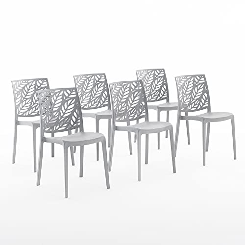 RATTATAN Dafne - Stühle aus mit Glasfaser verstärktem Harz (6, Hellgrau) von RATTATAN