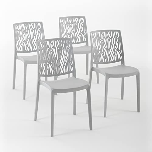 RATTATAN Lisa - Stühle aus mit Glasfaser verstärktem Harz, für Innen- und Außenbereiche geeignet (4, Hellgrau) von RATTATAN