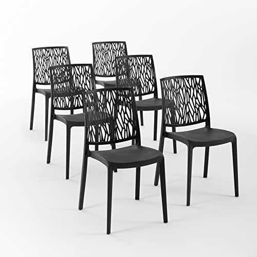 RATTATAN Lisa - Stühle aus mit Glasfaser verstärktem Harz, für Innen- und Außenbereiche geeignet (6, Anthrazit) von RATTATAN