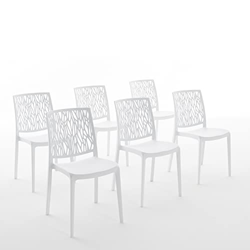RATTATAN Lisa - Stühle aus mit Glasfaser verstärktem Harz, für Innen- und Außenbereiche geeignet (6, Weiß) von RATTATAN