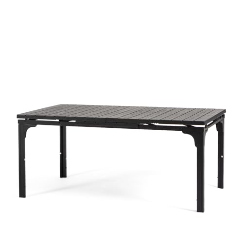 RATTATAN Thomas XL - Ausziehbarer rechteckiger Gartentisch mit Stahlgestell und hochwertiger Platte aus Polyethylen in raffiniertem Holzdesign (Anthrazit) von RATTATAN