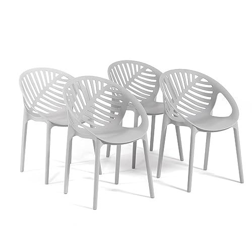 RATTATAN Vivian- Stühle aus mit Glasfaser verstärktem Harz (4, Hellgrau) von RATTATAN