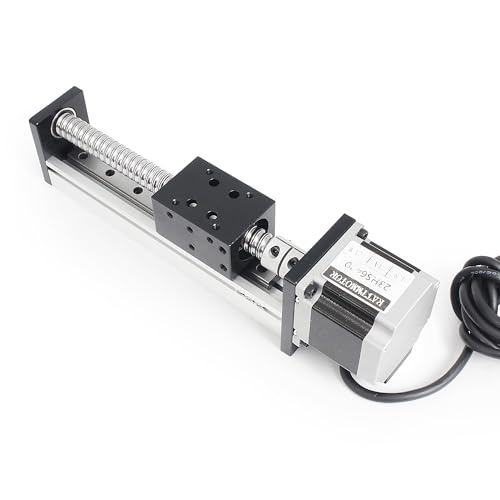 RATTMMOTOR Linearführung,100mm Verfahrweg Länge Linear Schienenführung CNC Linearantrieb Tisch Linearführung SFU1605 Kugelumlaufspindel mit NEMA23 Schrittmotor von RATTMMOTOR