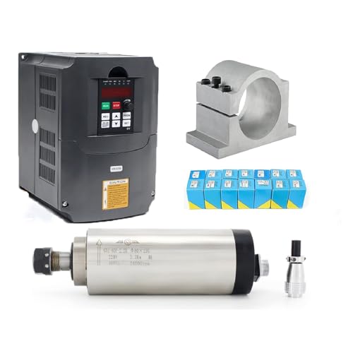 RATTMMOTOR CNC Spindelmotor Set 2.2Kw 220V Luftgekühlter Spindelmotor,CNC Frässpindel ER20 und 2.2kW 220V VFD Frequenzumrichter und 80mm Halterung Clamp für CNC Fräsmaschine von RATTMMOTOR