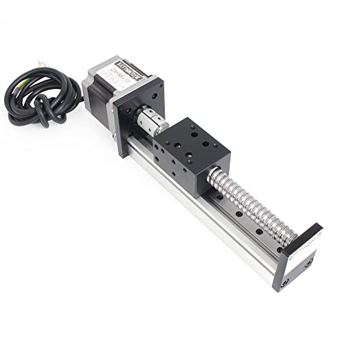 RATTMMOTOR Linearführung,200mm Verfahrweg Länge Linear Schienenführung CNC Linearantrieb Tisch Lineartischantrieb CBX1605 Kugelumlaufspindel mit NEMA23 Schrittmotor von RATTMMOTOR