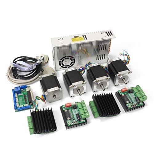 RATTMMOTOR 4 Achse Schrittmotortreiber Kit 2.8Nm Nema23 Stepper Motor und TB6560 MD430 Treiber und 350W 24V Schaltnetzteil für CNC Engavur von RATTMMOTOR