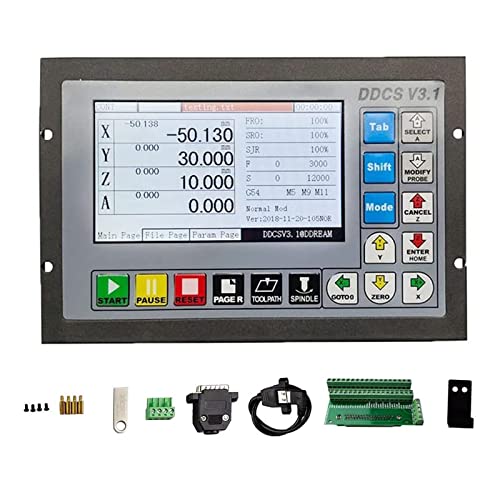 RATTMMOTOR 4 Achsen CNC steuerung System Upgrade DDCS V3.1, PLC CNC Offline Motion Controller-System G Code TFT Bildschirm lesen 24VDC für CNC-Schnitzfräs Drehmaschine von RATTMMOTOR