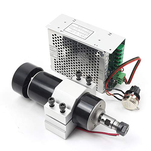 RATTMMOTOR 500W Luftkühlumg Spindelmotor Kit 0.5kW ER11 12000U/min Mini Spindelmotor und 220V PWM Drehzahlregler und 52mm Mount Halterung mit Schrauben für Gravieren von RATTMMOTOR