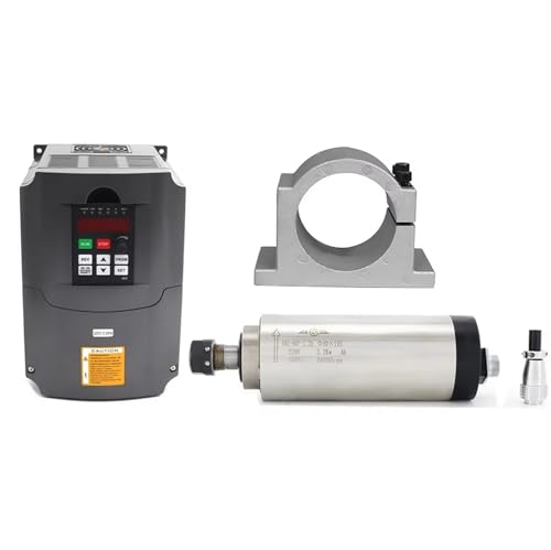 RATTMMOTOR CNC 2.2Kw Luftgekühlter Spindelmotor, 220V 24000U/min 400Hz Luftkühlung Frässpindel ER20 und 2.2kW 220V Frequenzumrichter VFD und 80mm Spindelmotor Halterung Clamp für CNC Fräsmaschine von RATTMMOTOR