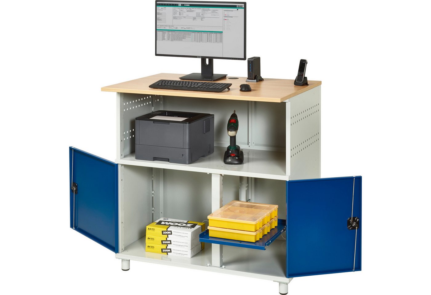 RAU Schreibtisch Computertisch 1100x790x1130mm stationär lichtgrau/enzianblau RAU Schreibtisch Computertisch 1100x790x1130mm stationär lichtgrau/enzianblau von RAU