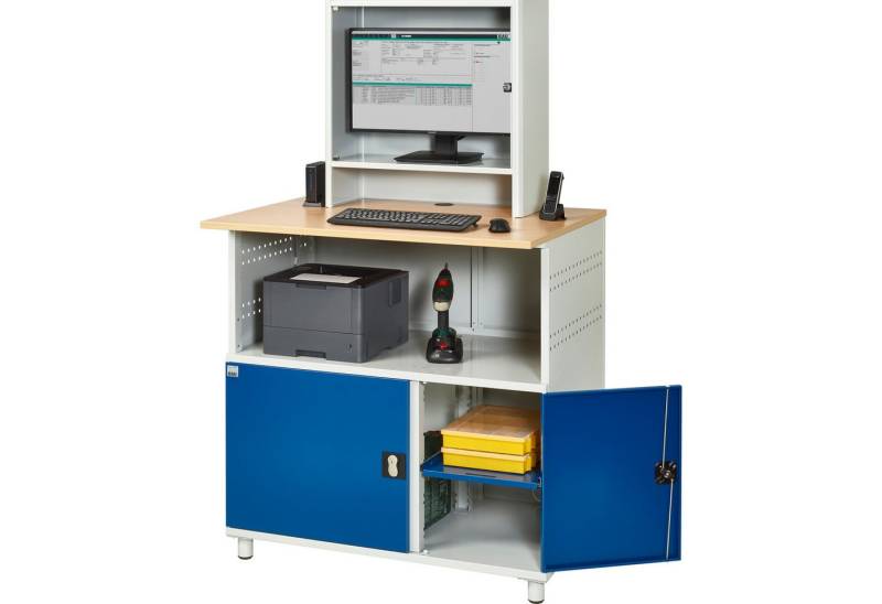 RAU Schreibtisch Computertisch 1100x790x1840mm Monitorgehäuse stationär lichtgrau/enzia von RAU
