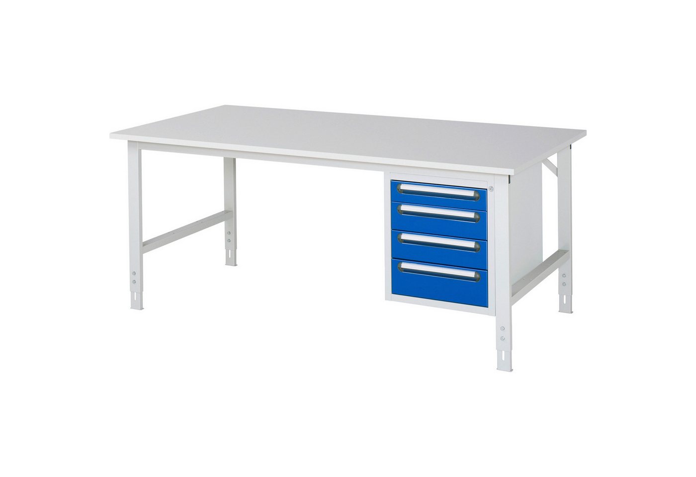 RAU Werkbank Arbeitstisch 2000x1000x760-1080 4xSchub M-Platte 22mm lichtgrau/enzian RAU Werkbank Arbeitstisch 2000x1000x760-1080 4xSchub M-Platte 22mm lichtgrau/enzian von RAU