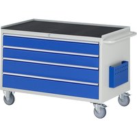 RAU Werkstattwagen Serie 7000, HxBxT 795 x 1.145 x 650 mm, 4 x 100%-Auszug-Schubladen 2 x 120, 2 x 150 mm, Arbeitsplatte Metall von RAU
