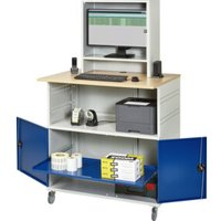 Rau Computer-Tisch 1022 mit Monitorgehäuse T300mm, B1100xT790xH1890mm, mobil von RAU