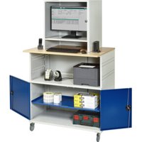 Rau Computer-Tisch 1022 mit Monitorgehäuse T550 mm, B1100xT790xH1890mm, mobil von RAU