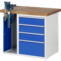 Rau Werkbank 7510 mit 4 Schubladen und Schrank 840 mm Buche-Massiv-Platte von RAU