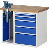 Rau Werkbank Modell 7511 mit 5 Schubladen und Schrank BxTxH 1000x700x840mm von RAU