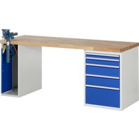 Rau Werkbank Modell 7511 mit 5 Schubladen und Schrank BxTxH 2000x700x840mm von RAU