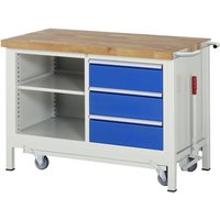 Werkbank mit Fahrgestell 8462, B1250xT700xH880mm, 3x Schublade-TA - RAU von RAU