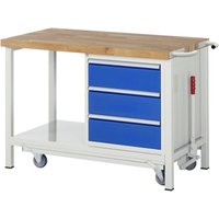 Werkbank mit absenkbarem Fahrgestell Modell 8157 b 1250 x t 700 x h 880mm - RAU Werkbank mit absenkbarem Fahrgestell Modell 8157 b 1250 x t 700 x h 880mm - RAU von RAU