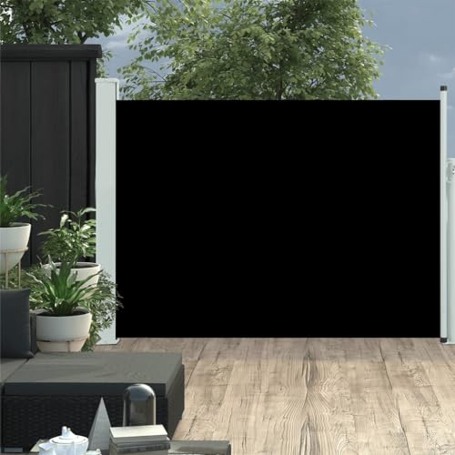 Furniture Home Tools Ausziehbare Seitenmarkise für Terrasse, 100 x 500 cm, Schwarz von RAUGAJ