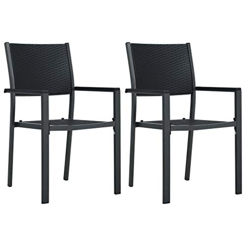 Furniture Home Tools Gartenstühle 2 Stück Schwarz Kunststoff Rattan Optik von RAUGAJ