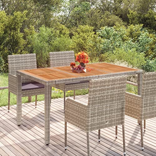 Furniture Home Tools Gartentisch mit Holzplatte, grau, 150 x 90 x 75 cm, Polyrattan von RAUGAJ
