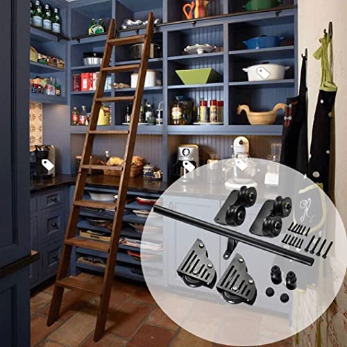 RAUGAJ 3,3 Fuß Bis 20 Fuß Runde Schiene/Schiene, Rustikales Schwarz, Mobile Leiterschiene, Rollleiter-Hardware, Bibliothek, Schiebeleiter-Hardware-Kit (Keine Leiter)/13Ft/400Cm Track Kit von RAUGAJ
