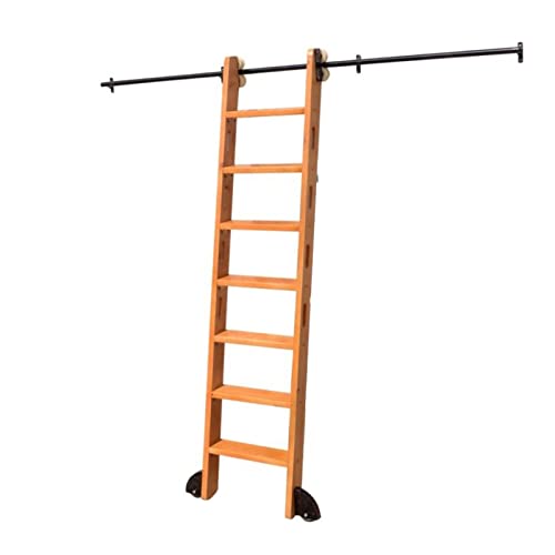 RAUGAJ 3,3 Fuß Bis 20 Fuß Schiebe-Scheunentor-Hardware-Kit, Rollleiter-Hardware, Bibliotheksschiene + Verlängerungszubehör (Keine Leiter), Rundes Rohr, Mobile Leiterschiene/6.6Ft/200Cm Track Kit von RAUGAJ