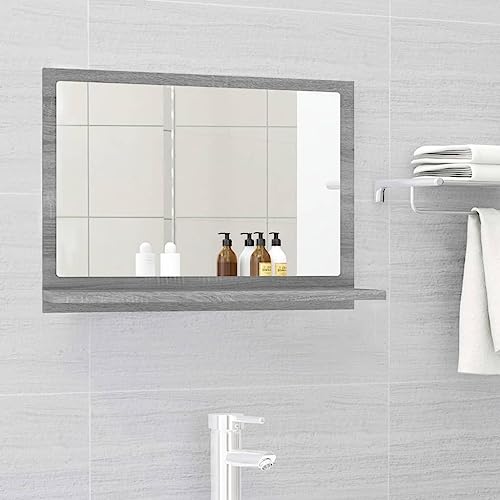 RAUGAJ Badspiegel grau Sonoma 60x10,5x37cm Holzwerkstoff Artikelfarbe Grau Sonoma von RAUGAJ