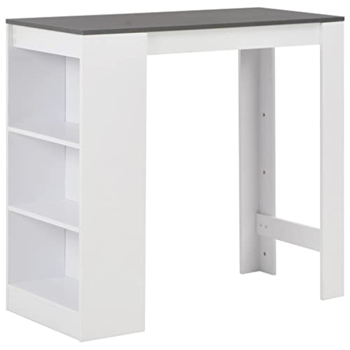 RAUGAJ Bartisch mit Ablage weiß 110x50x103cm Artikelfarbe weiß mit grauer Tischplatte von RAUGAJ